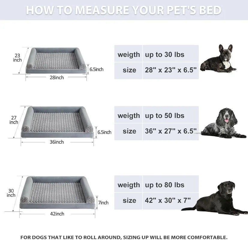 Luxurious Orthopedic Foam Pet Dog Bed Sofa - Removable Washable Cover for All Sizes - Perfect for Extra Large, Medium, and Small Dogs