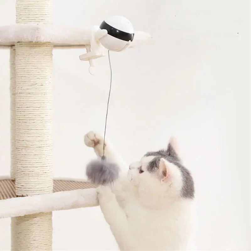 Interactive Electric Flutter Cat Teaser Toy - Rotating Yoyo Lifting Ball for Endless Fun!