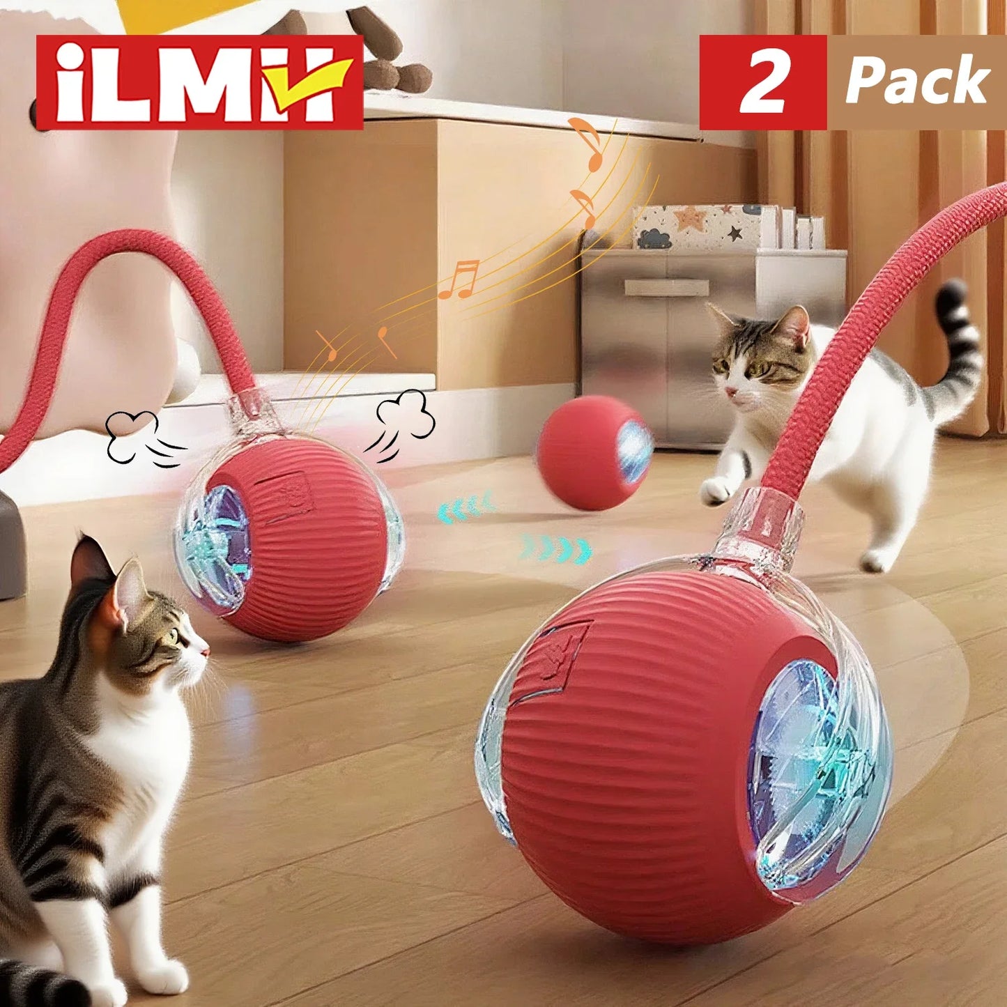 Interactive Rechargeable Rolling Ball Toy for Dogs and Cats - Smart Electric Pet Toy with Faux Tail for Training and Fun!