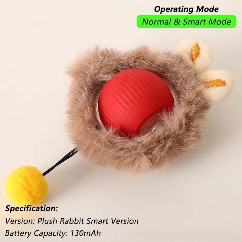 Interactive Rechargeable Rolling Ball Toy for Dogs and Cats - Smart Electric Pet Toy with Faux Tail for Training and Fun!