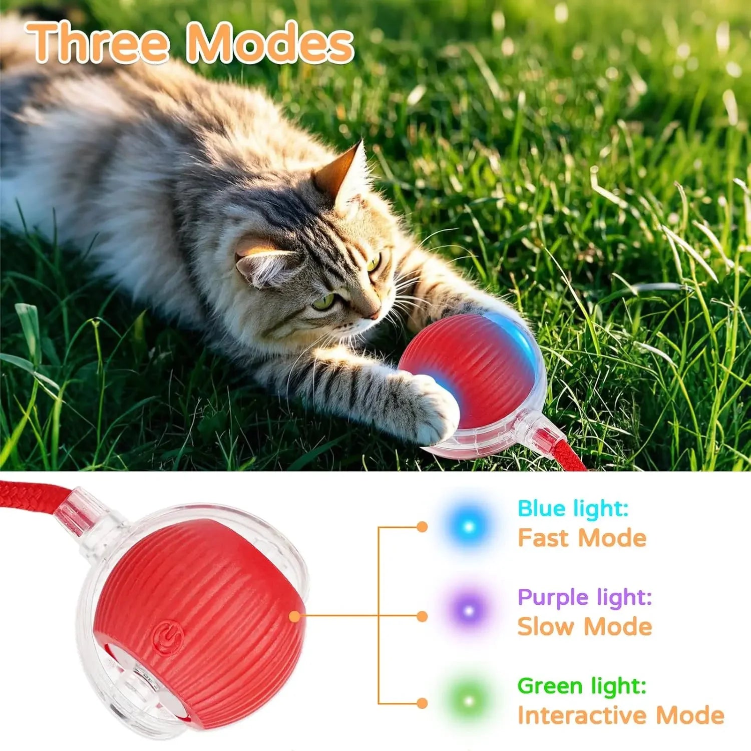 Interactive Rechargeable Rolling Ball Toy for Dogs and Cats - Smart Electric Pet Toy with Faux Tail for Training and Fun!