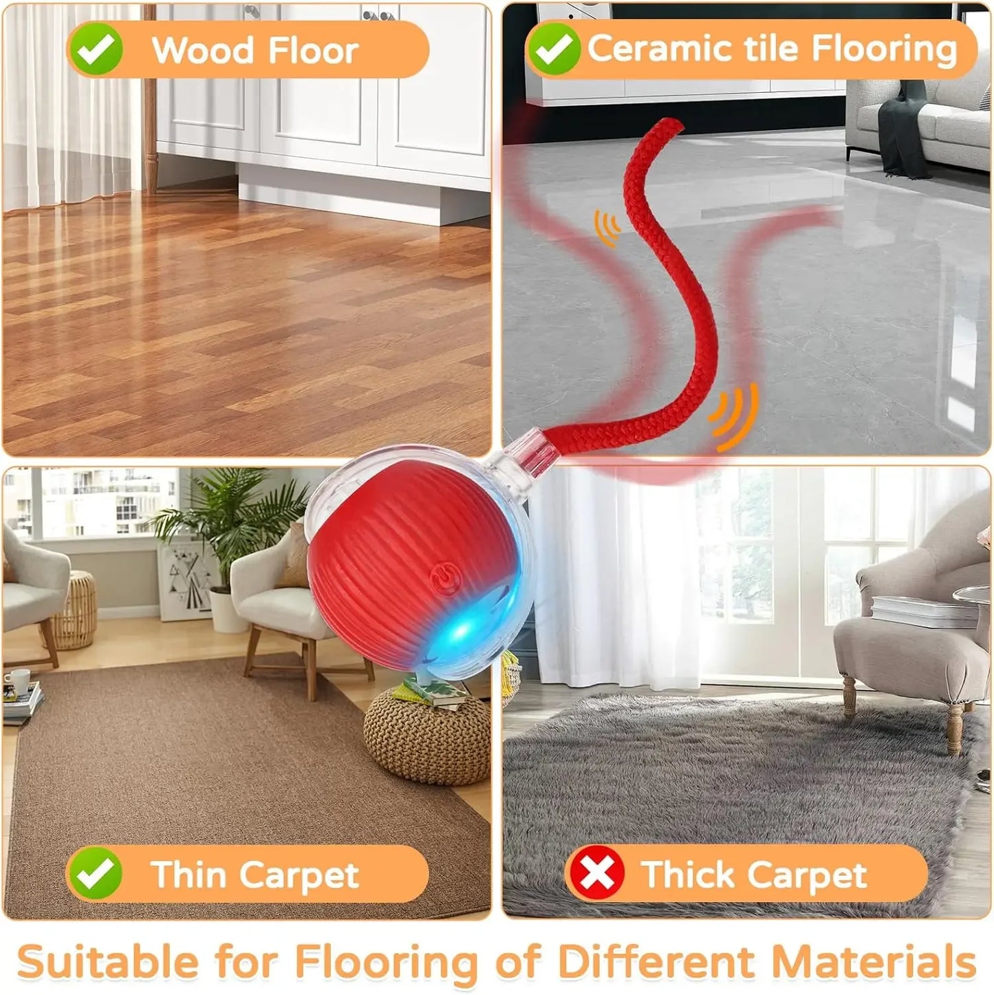 Interactive Rechargeable Rolling Ball Toy for Dogs and Cats - Smart Electric Pet Toy with Faux Tail for Training and Fun!