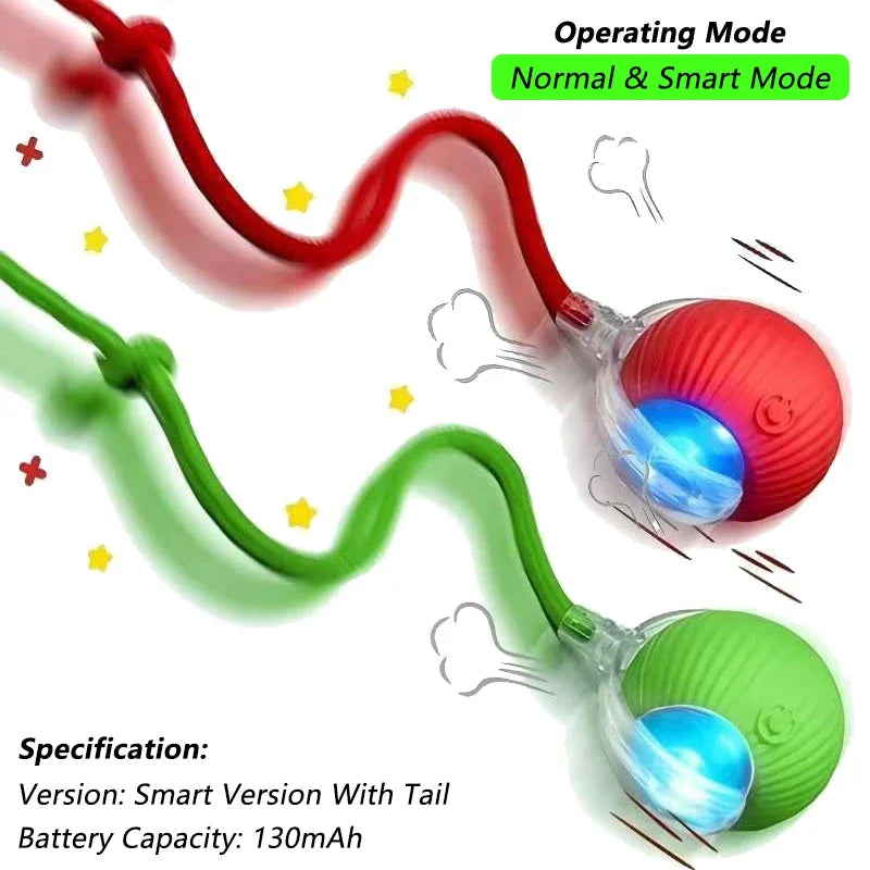 Interactive Rechargeable Rolling Ball Toy for Dogs and Cats - Smart Electric Pet Toy with Faux Tail for Training and Fun!