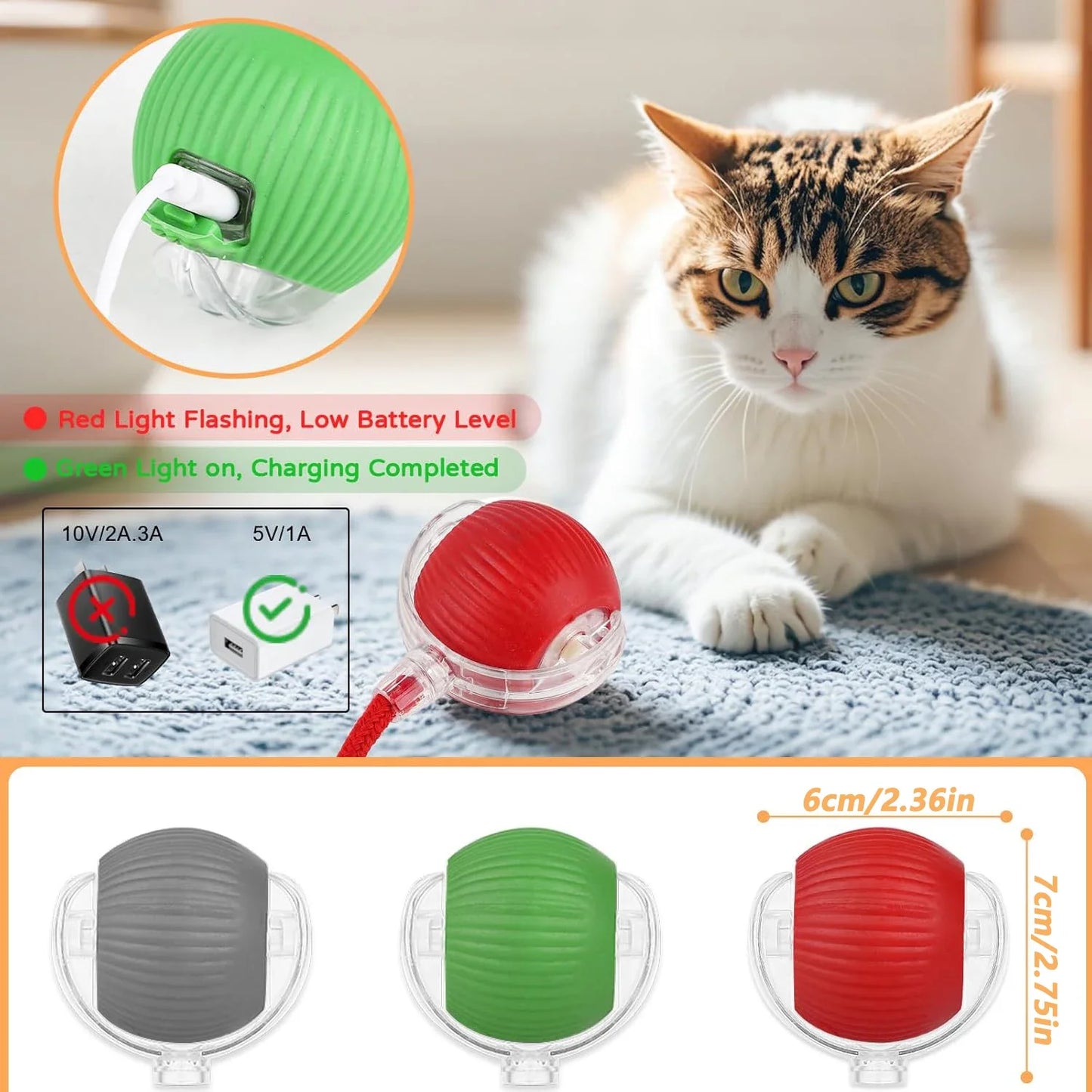 Interactive Rechargeable Rolling Ball Toy for Dogs and Cats - Smart Electric Pet Toy with Faux Tail for Training and Fun!
