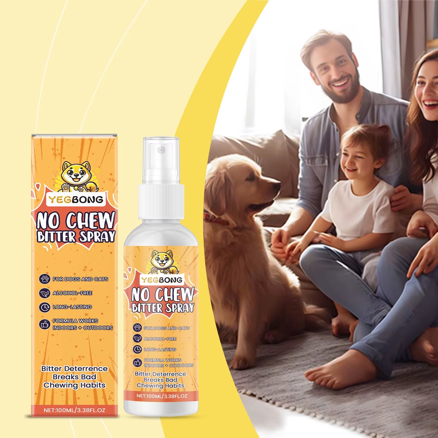 Pet Anti-Chewing Spray, Indoor Anti-Biting and Anti-Scratching Sofa Bitter Spray for Pet Dogs