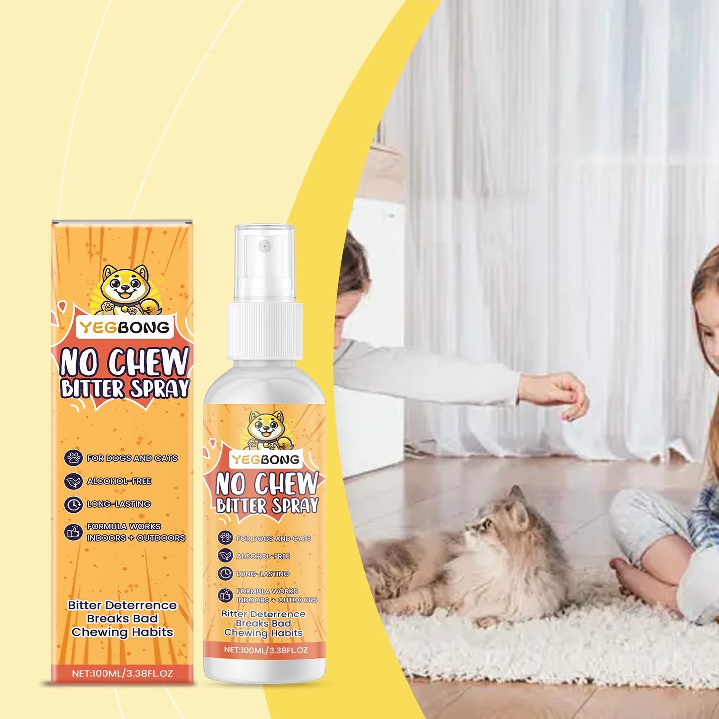 Pet Anti-Chewing Spray, Indoor Anti-Biting and Anti-Scratching Sofa Bitter Spray for Pet Dogs