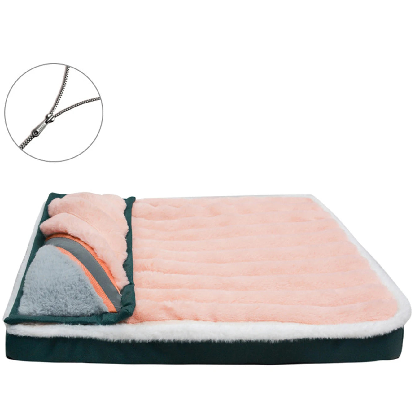 Cozy Zippered Dog Bed Mat & Removable Cat Nest - Washable Cushion for Small to Medium Pets
