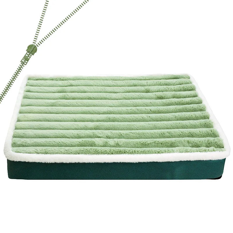 Cozy Zippered Dog Bed Mat & Removable Cat Nest - Washable Cushion for Small to Medium Pets