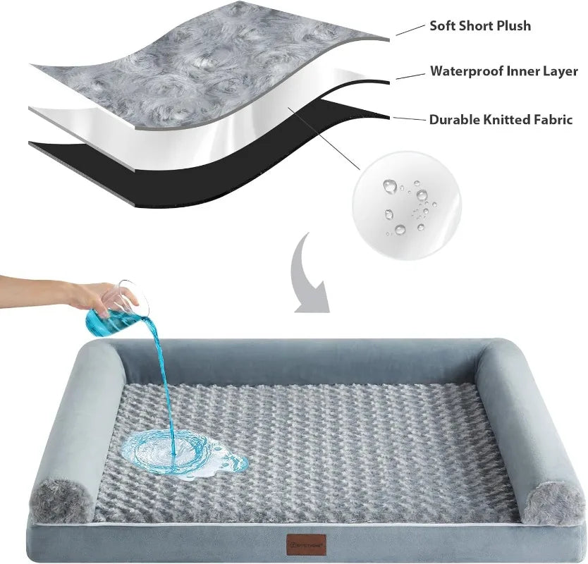 Luxurious Orthopedic Foam Pet Dog Bed Sofa - Removable Washable Cover for All Sizes - Perfect for Extra Large, Medium, and Small Dogs