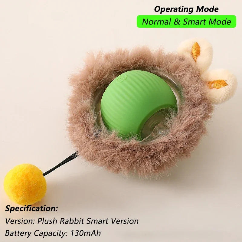 Interactive Rechargeable Rolling Ball Toy for Dogs and Cats - Smart Electric Pet Toy with Faux Tail for Training and Fun!