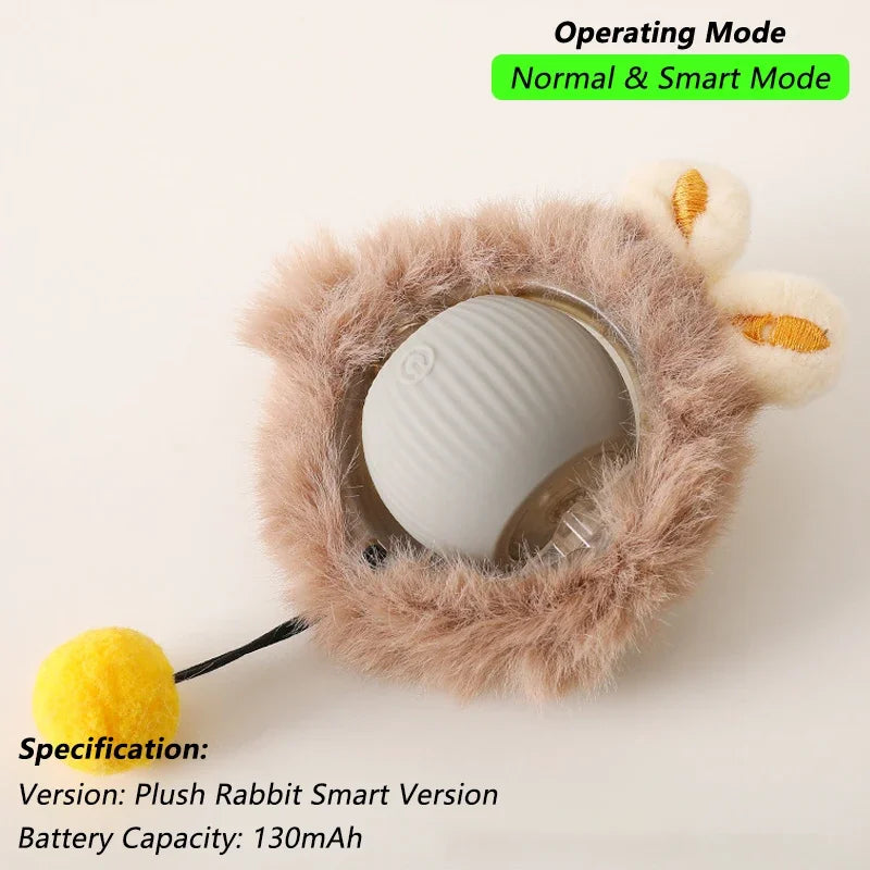 Interactive Rechargeable Rolling Ball Toy for Dogs and Cats - Smart Electric Pet Toy with Faux Tail for Training and Fun!