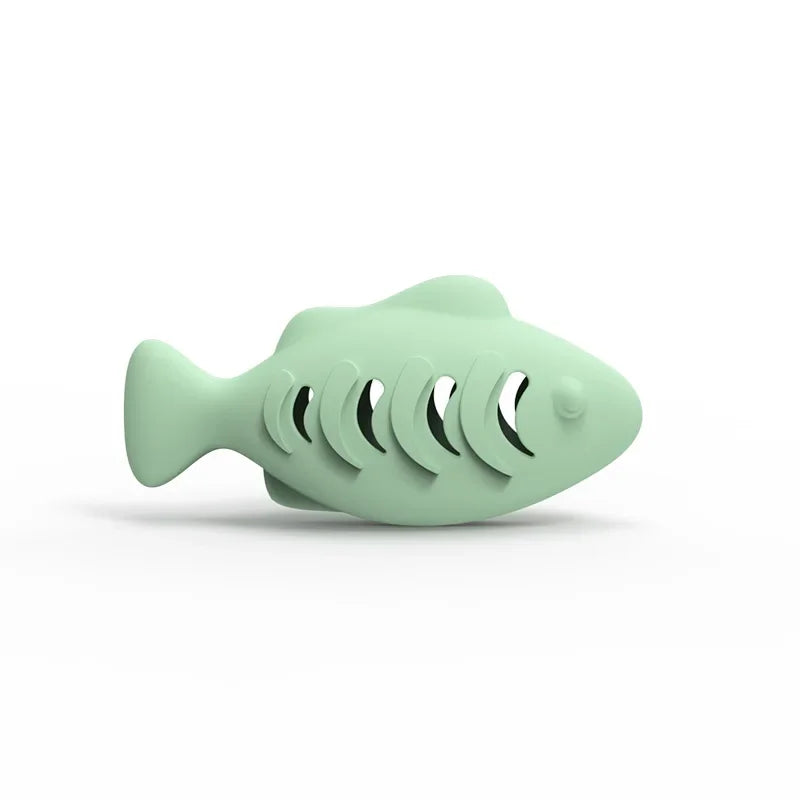 1Pc Fish Shaped Cat Chew Toy-Interactive Freeze-Dried Treat Puzzle Feeder & Dental Teether，Self-Entertaining Silicone Pet Toy