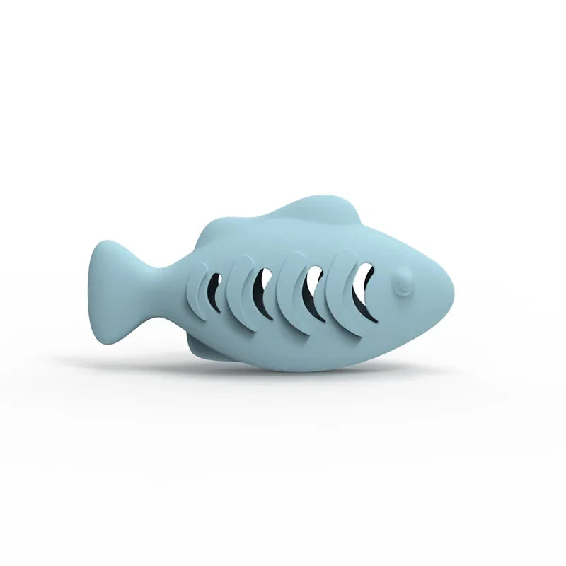 1Pc Fish Shaped Cat Chew Toy-Interactive Freeze-Dried Treat Puzzle Feeder & Dental Teether，Self-Entertaining Silicone Pet Toy