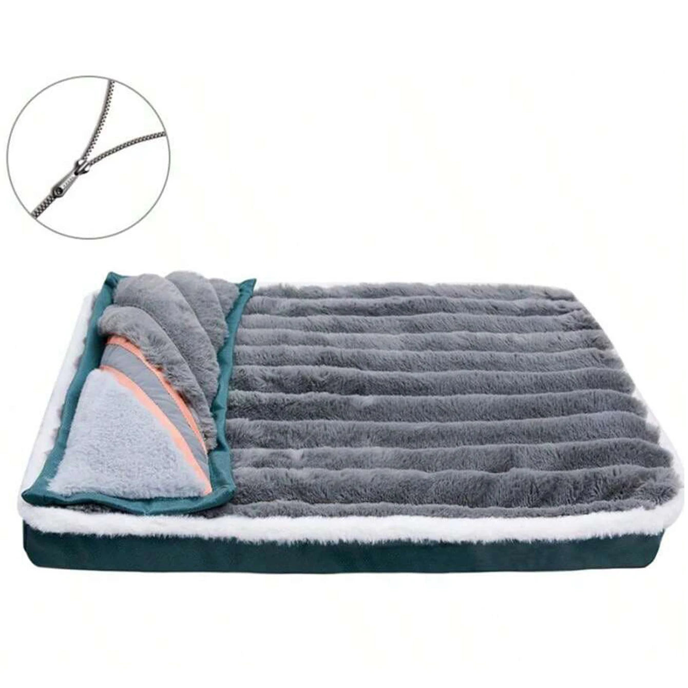 Cozy Zippered Dog Bed Mat & Removable Cat Nest - Washable Cushion for Small to Medium Pets