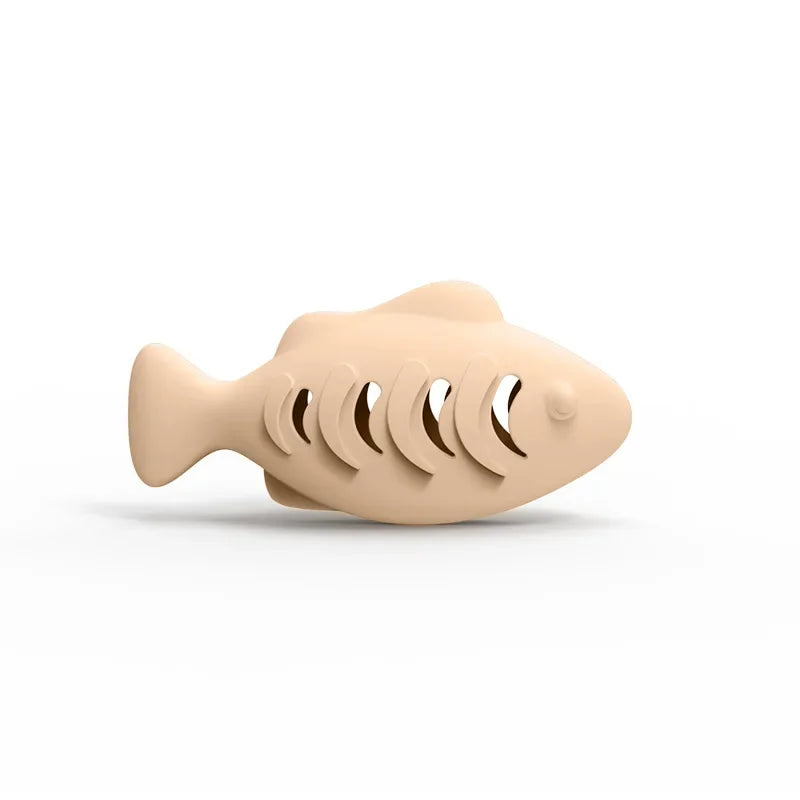 1Pc Fish Shaped Cat Chew Toy-Interactive Freeze-Dried Treat Puzzle Feeder & Dental Teether，Self-Entertaining Silicone Pet Toy