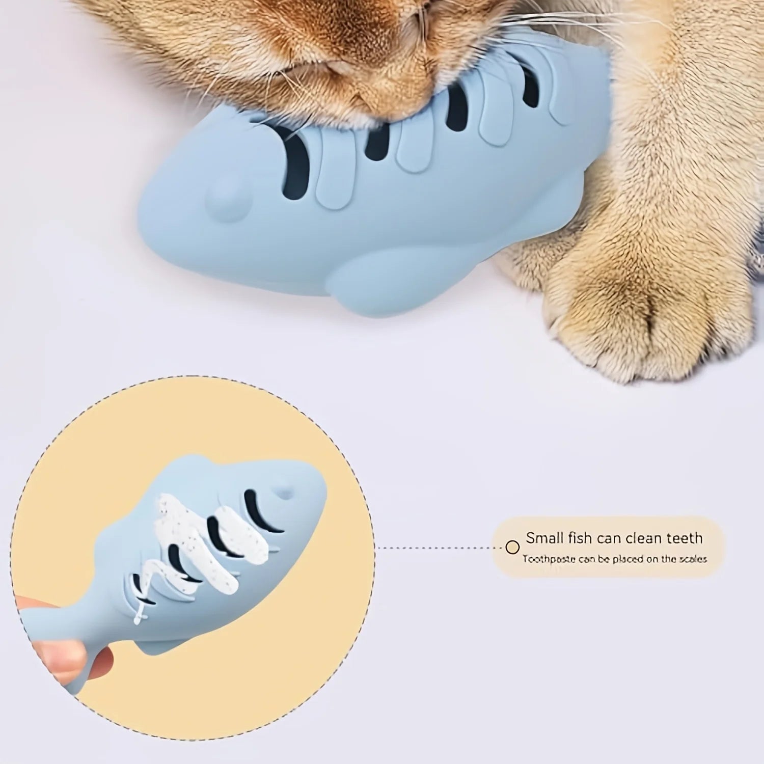 1Pc Fish Shaped Cat Chew Toy-Interactive Freeze-Dried Treat Puzzle Feeder & Dental Teether，Self-Entertaining Silicone Pet Toy