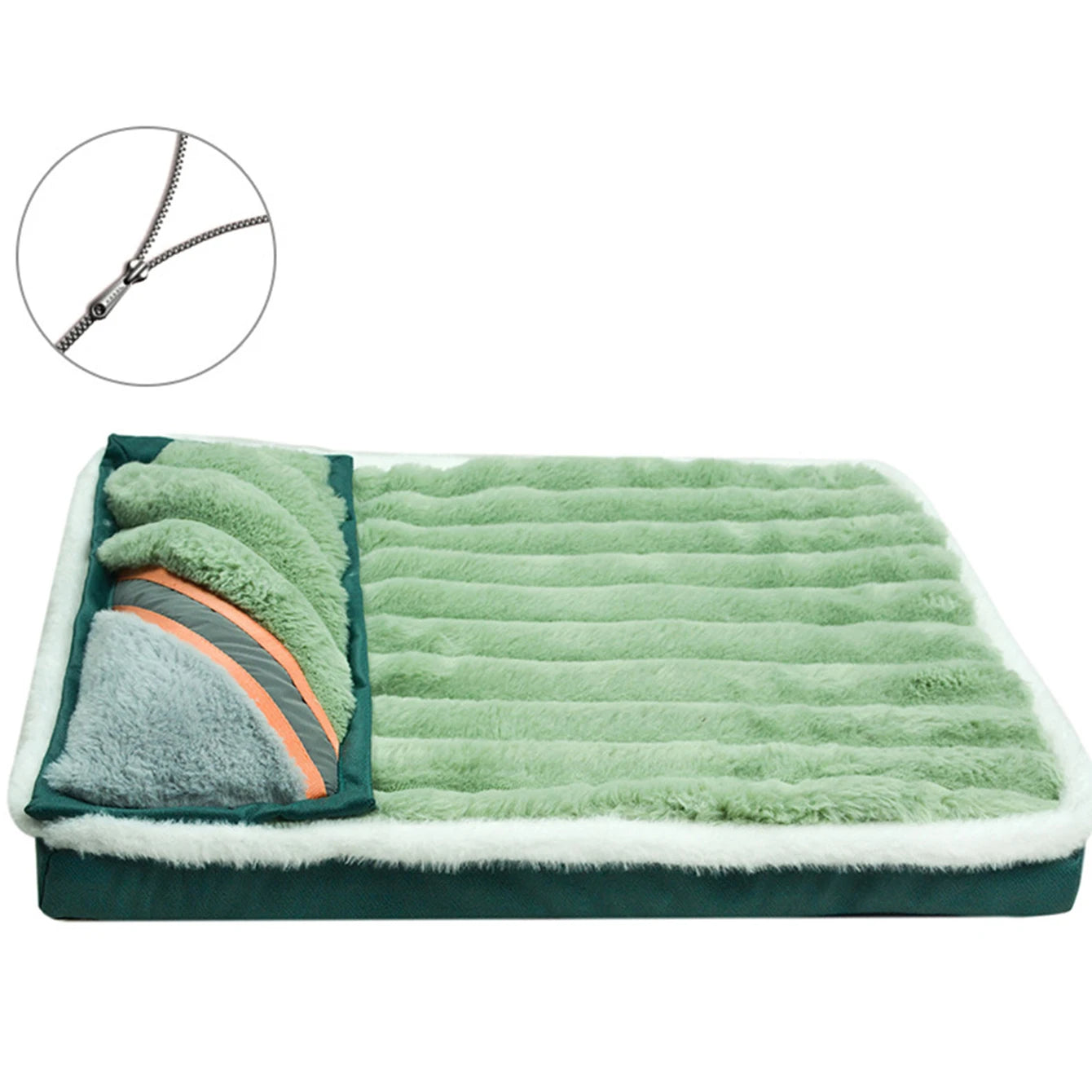 Cozy Zippered Dog Bed Mat & Removable Cat Nest - Washable Cushion for Small to Medium Pets
