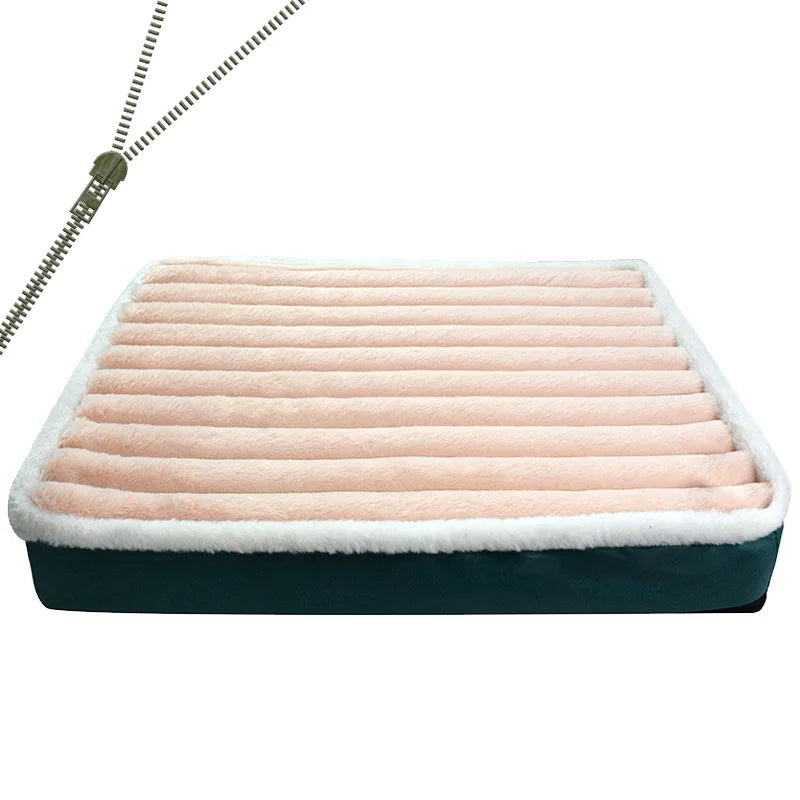 Cozy Zippered Dog Bed Mat & Removable Cat Nest - Washable Cushion for Small to Medium Pets