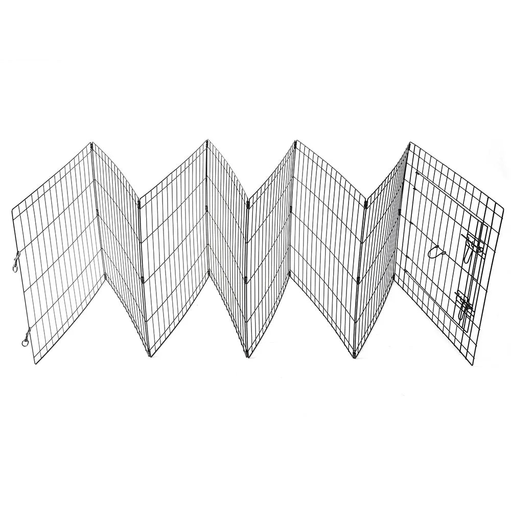 8 Panels Foldable Dog Playpen Crate Metal Fence Pet Puppy Play Pen Exercise Cage